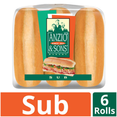 Anzio & Sons Bakery Sub Enriched Rolls, 6 count, 15 oz