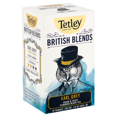 Tetley British Blends Earl Grey Fresh & Zesty Flavored Black, Teabags