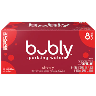 Bubly Sparkling Water, Cherry, 12 Fl Oz, 8 Count ShopRite