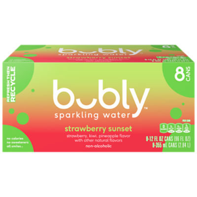 Bubly Sparkling Water Strawberry Sunset 12 Fl Oz, 8 Count Price Rite