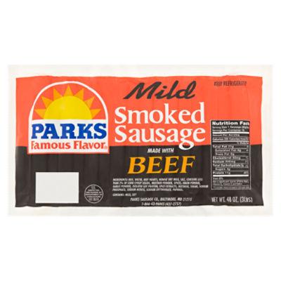 Parks Famous Flavor Mild Smoked Beef Sausage, 17 count, 48 oz The