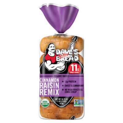 Dave's Killer Bread Cinnamon Raisin Remix Bagels, Organic Cinnamon