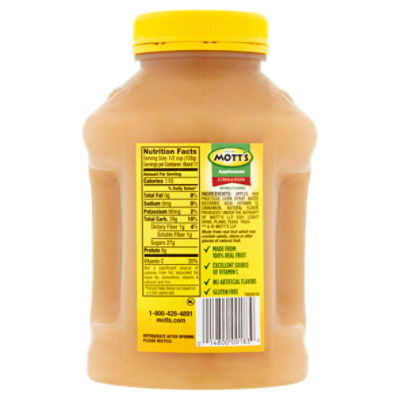 Motts Applesauce Nutrition Label