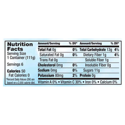 Motts Applesauce Nutrition Label