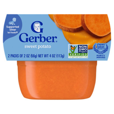 (Pack of 2) Gerber 1st Foods Sweet Potato Baby Food, 2 oz Tubs The