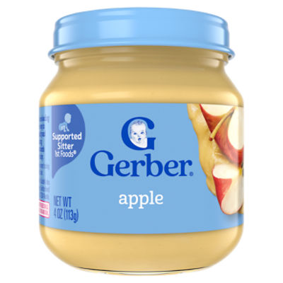 Gerber 1st Foods Natural for Baby Apple Baby Food, Supported Sitter, 4