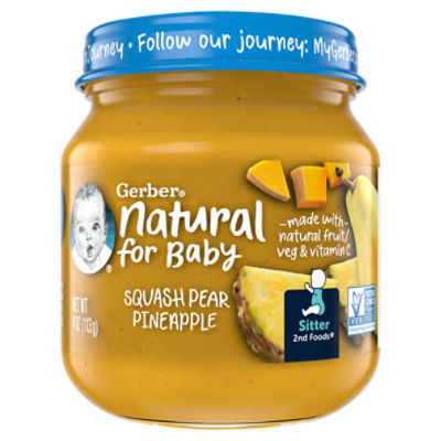 Gerber 2nd Foods Natural for Baby Squash Pear Pineapple Baby Food