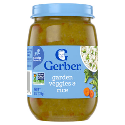 Gerber Garden Veggies & Rice Baby Food, 3rd Foods for Crawler, 6 oz Jar