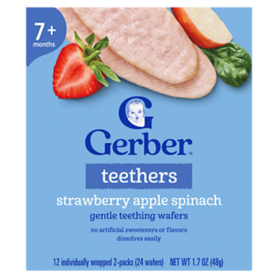 Gerber Teething Wafers, Strawberry Apple Spinach, 12 count Box