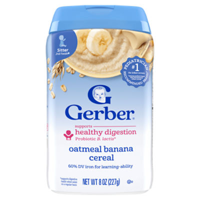 Gerber 2nd Foods Probiotic Oatmeal Banana Baby Cereal, 8 Oz