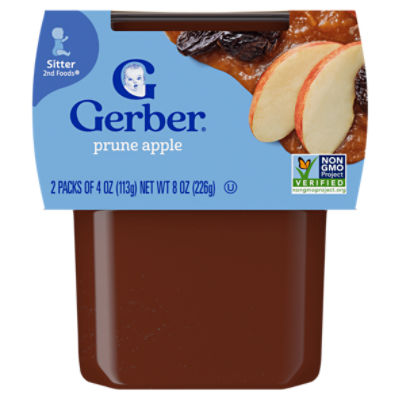 Gerber 2nd Foods Prune Apple Baby Food, Sitter, 4 oz, 2 count