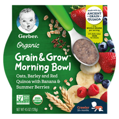 Gerber Grain & Grow Organic Morning Bowl Baby Food, Crawler, 10+ Months