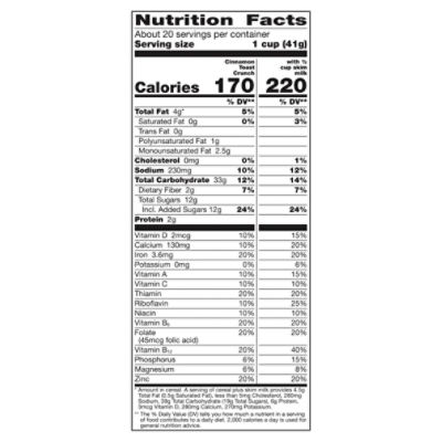 Cinnamon Toast Crunch Nutrition Facts Label Home Alqu