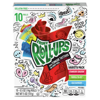 Fruit RollUps Fruit Flavored Snacks Variety Pack, 0.5 oz, 10 count