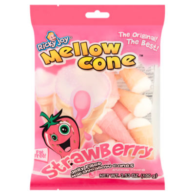 Ricky Joy Mellow Cone Strawberry Jelly Filled Marshmallow Cones, 3.53 oz
