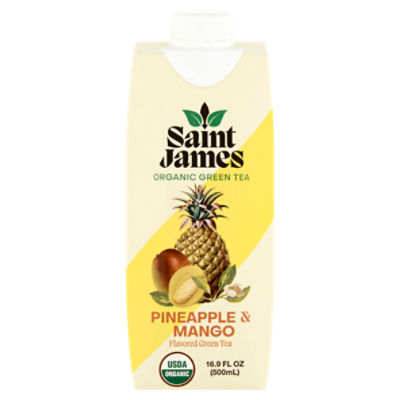 Saint James Organic Pineapple & Mango Flavored Green Tea, 16.9 fl oz