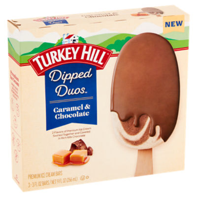 Turkey Hill Dipped Duos Caramel & Chocolate Premium, Ice Cream Bars