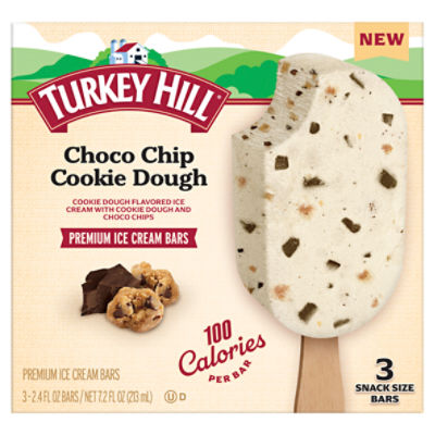 Turkey Hill Choco Chip Cookie Dough Premium Ice Cream Bars, 2.4 fl oz