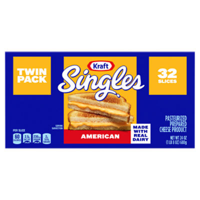 Kraft Singles American Cheese Slices Twin Pack, 32 count, 24 oz The