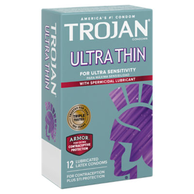 TROJAN Ultra Thin Latex Condoms, 12 count