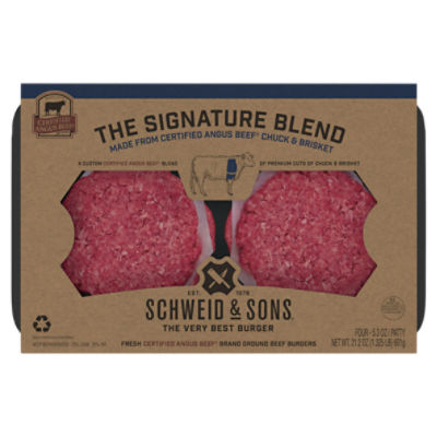 Schweid & Sons CAB Custom Blend Chuck Brisket Burger Patty, 5.3 oz, 4