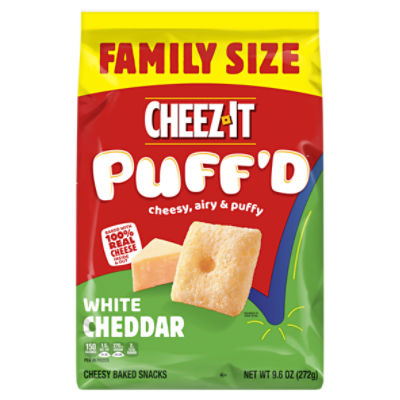 CheezIt Puff'd White Cheddar Cheesy Baked Snacks Family Size, 9.6 oz