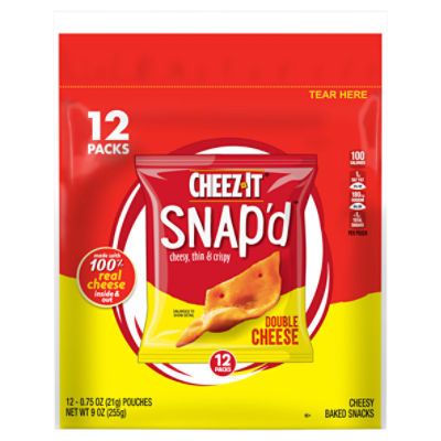 CheezIt Snap'd Double Cheese Cheese Cracker Chips, 9 oz, 12 Count