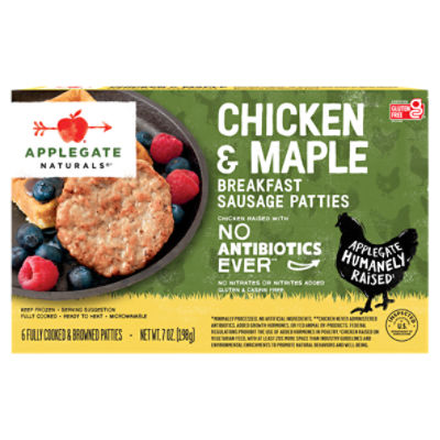 Applegate Naturals Chicken & Maple, Breakfast Sausage Patties
