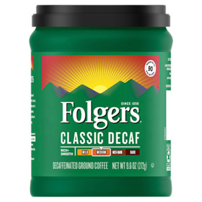 Folgers Classic Decaf Medium Decaffeinated Ground Coffee, 9.6 oz Fairway