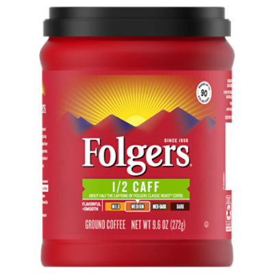 Folgers 1/2 Caff Medium Ground Coffee, 9.6 oz ShopRite