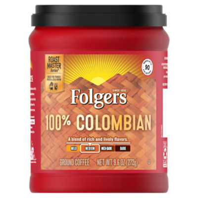 Folgers 100 Colombian Medium Ground Coffee, 9.6 oz