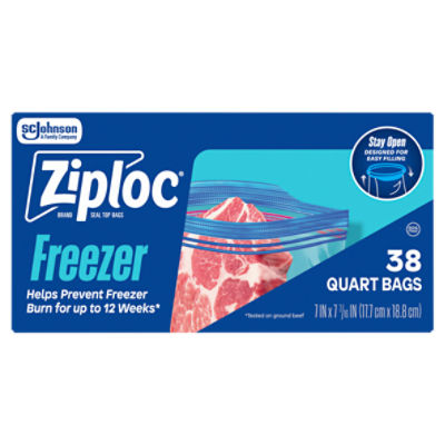 Ziploc Brand Freezer Quart Bags, with Grip 'n Seal Technology, 38 Count