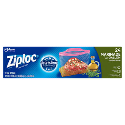 Ziploc All Purpose Marinade Bags, 1/2 Gallon, 24 ct The Fresh Grocer