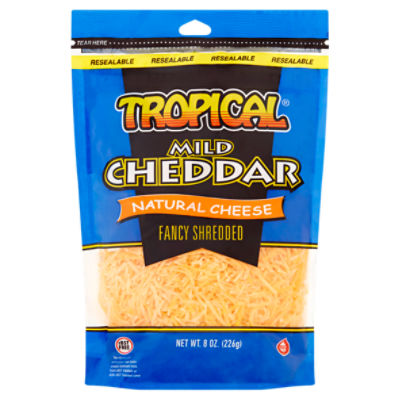 Tropical Fancy Shredded Mild Cheddar Natural Cheese, 8 oz Price Rite
