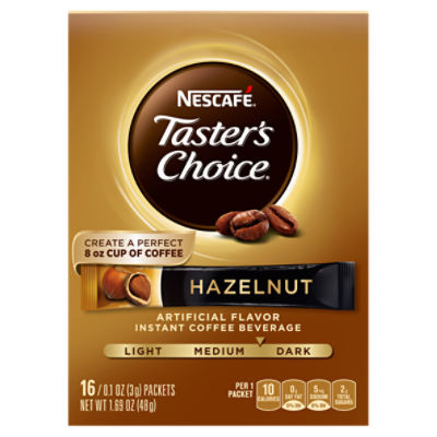 Nescafé Taster's Choice Hazelnut Medium Instant Coffee, 0.1 oz, 16