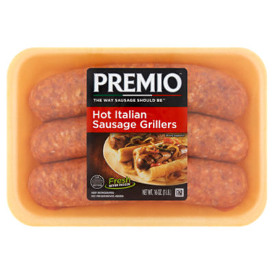 Premio Hot Italian Sausage Grillers, 3 count, 16 oz