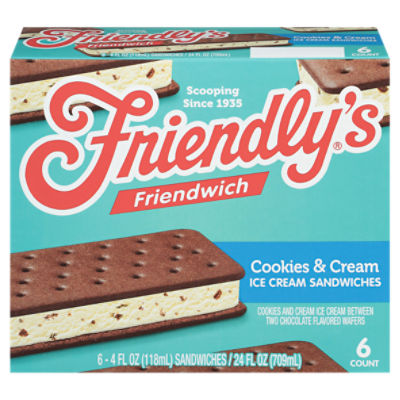 Friendly's Friendwich Cookies & Cream Ice Cream Sandwiches 6 4 fl oz Sandwiches