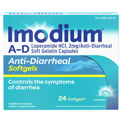 Imodium AntiDiarrheal Softgels, 2 mg, 24 count