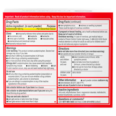 TYLENOL Extra Strength Dissolve Packs For Adults With Acet, 32 each