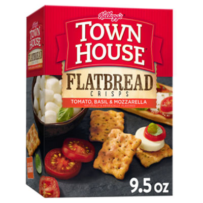 Town House Flatbread Crisps Tomato Basil and Mozzarella Oven Baked Crackers, 9.5 oz