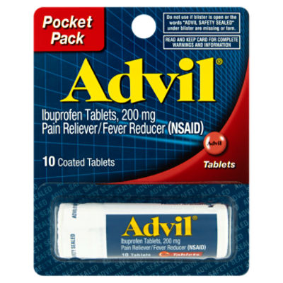 Advil Ibuprofen Coated Tablets Pocket Pack, 200 mg, 10 count ShopRite