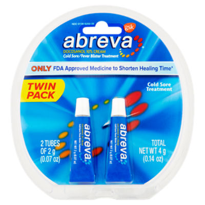 Abreva Cold Sore/Fever Blister Treatment Cream Twin Pack, 0.07 oz, 2