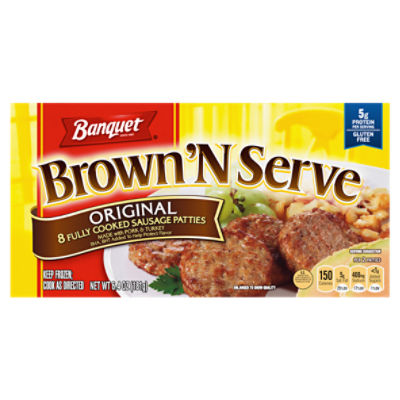 Banquet Brown ‘N Serve Original Fully Cooked Sausage Patties, 8 count