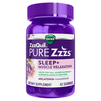 ZzzQuil PURE Zzzs Sleep+ Muscle Relaxation Melatonin Sleep Aid Gummies