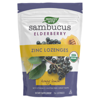 Nature's Way Sambucus Elderberry Zinc Lozenges Honey Lemon Dietary
