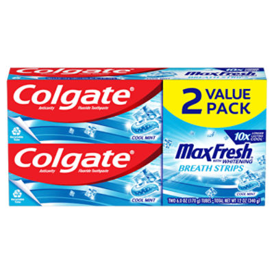 Colgate MaxFresh Whitening Breath Strips Cool Mint, Toothpaste