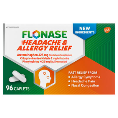 Flonase Headache & Allergy Relief Caplets, 96 count