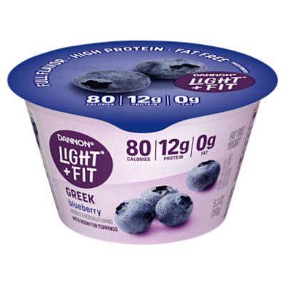Dannon Light + Fit Greek Blueberry Fat Free Yogurt, 5.3 oz Fairway