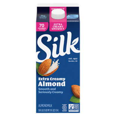 Silk Almond Milk, Unsweet Extra Creamy, Dairy Free, Gluten Free, 59 FL