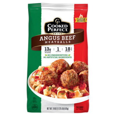 COOKED PERFECT Angus Beef Meatballs Dinner Size, 18 oz
